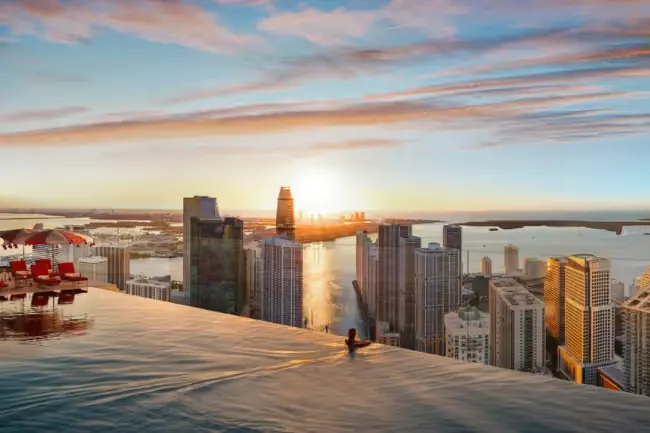 Infinity pool overlooking the Miami skyline