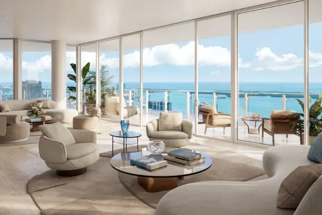 Faena Residences living room rendering